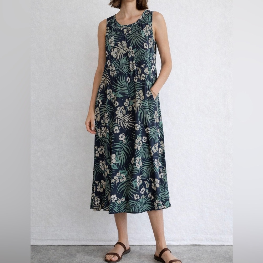 Croft & Barrow XL Tropical Floral Sleeveless Midi Dress Casual Resort Summer